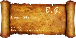 Beer Géza névjegykártya